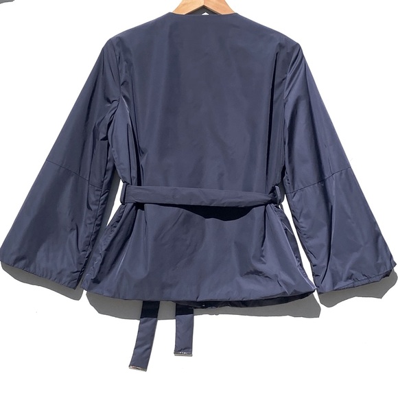 MASSIMO DUTTI Women’s Blue Belted Flared Sleeve Puffer Jacket Size Large - Picture 5 of 6